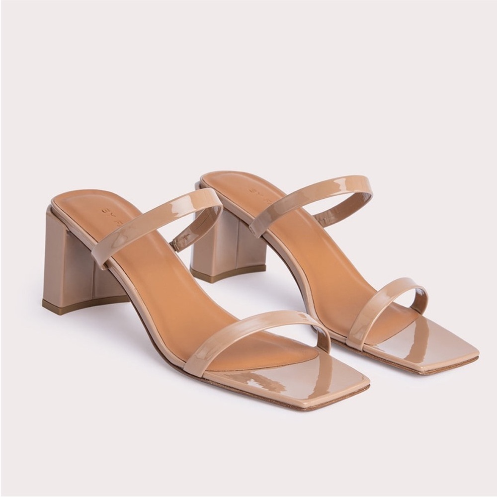 BY FAR Tanya Sandals in Nude Patent Leather Size 37